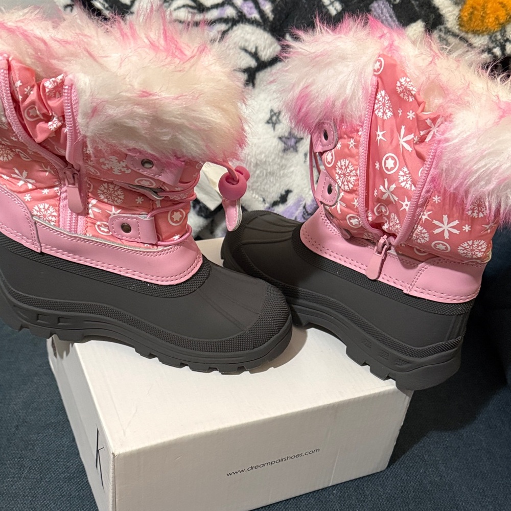Pink Snowflake Kids Boots